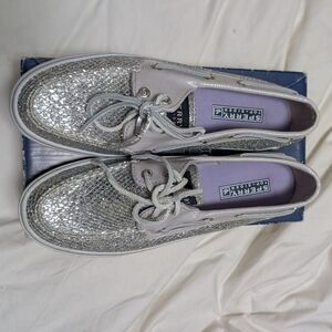Like New Sperry Women's Silver Boat Shoes 7